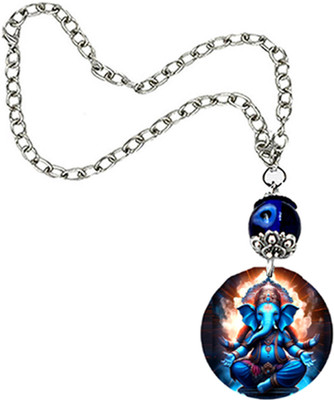 AFH Lord Ganesha Blue Evil Eye Religious Protective Car Hanging Ornament Car Hanging Ornament(Pack of 1)