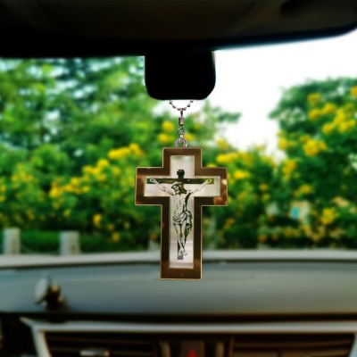 UNIQUE MINIATURE Elegant Cross Rearview Mirror Hanging Car Hanging Ornament(Pack of 1)