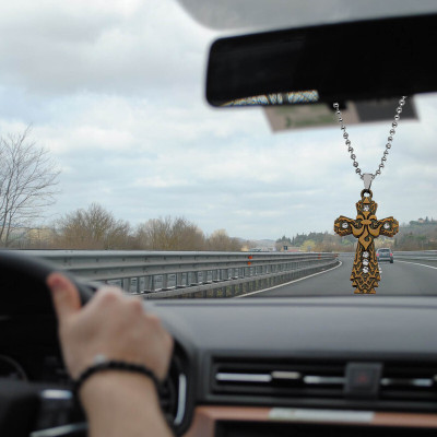 M Men Style Christian Crystal Jesus Cross Blessing Prayer Home Décor Hanging Gift SPn207 Car Hanging Ornament(Pack of 1)