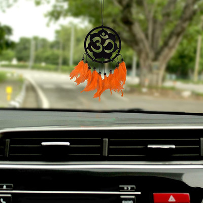 voldot OM Car Dream Catcher Car Hanging Om Orange Colour Handmade Hanging Wall Car Hanging Ornament(Pack of 1)