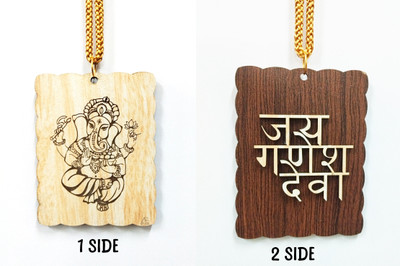 ART END ganesh ji idols wooden W12 decoration accessories Car Hanging Ornament(Pack of 1)