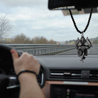 Shiv Jagdamba Religious Lord Shiv Om Trishul Damaru Car Rearview Mirror Charm ShivCrMa2024169 Car Hanging Ornament(Pack of 1)