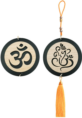 M Men Style Lord Ganesh Charm Interior Deco Rear Mirror Hanging Yellow Tassel SCr154 Car Hanging Ornament(Pack of 1)