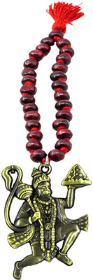 AFH Lord Flying Hanuman Red Wooden Mala Bronze Car Hanging Ornament Car Hanging Ornament(Pack of 1)