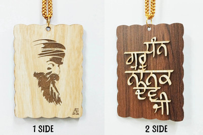 ART END Wooden Guru nanak dev ji W2 idol decoration accessories Car Hanging Ornament(Pack of 1)