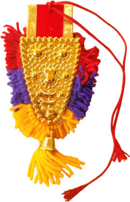 HOIVA Miniature Nettipattam Elephant Caparison Handcrafted- 14cm Car Hanging Ornament(Pack of 1)