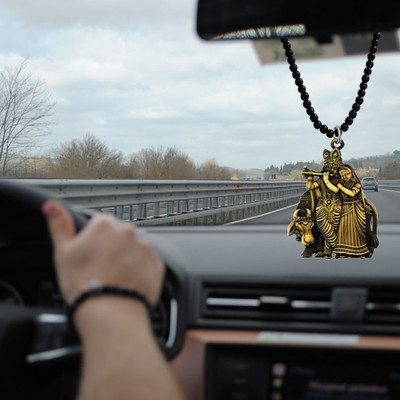 M Men Style God Shri Radha And Krishna Car Rearview Mirror Charm Accessories SCrMa2024124 Car Hanging Ornament(Pack of 1)