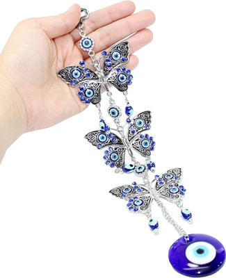 BLUE BEADS Butterfly with Evil Eye Pendant Decoration, Wall/Door Hanging Car Hanging Car Hanging Ornament(Pack of 1)