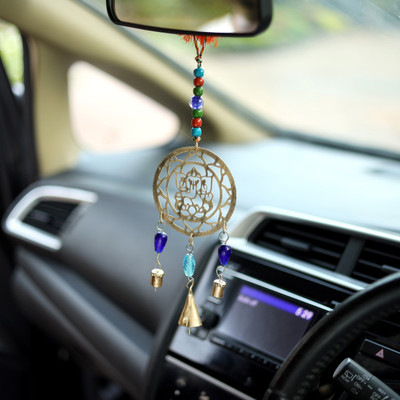 DULI Car Hanging Metal Ganeshji Car Dream catcher Windchime Hanging Car Hanging Ornament(Pack of 1)