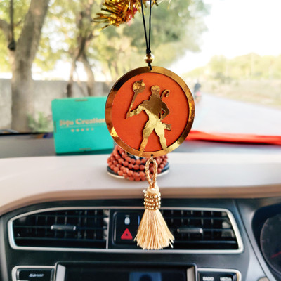 JIYU CREATION Golden Hanuman with Yellow Theme car Hanger / Car Dream Catcher / 3D Design Car Hanging Ornament(Pack of 1)