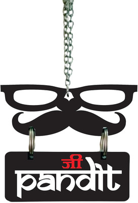 RG 3D Acrylic Car Hanging Pandit Ji Both Side Decor Item for Rear View Mirror Car Hanging Ornament(Pack of 1)