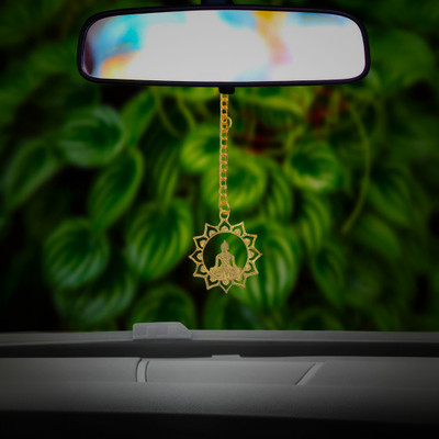 elita Buddhist Car Hanging Charm in Brass with Gold Plated Car Hanging Ornament(Pack of 1)