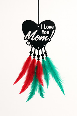VAJIN I Love Mom Heart Acrylic Locket Dream catcher – Car Window Home Garden Hanging Car Hanging Ornament(Pack of 1)