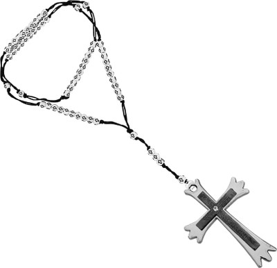 M Men Style 6mm Round Bead Jesus Cross Blessing Rosary Beads Car Rearview SCrMa2024331 Car Hanging Ornament(Pack of 1)