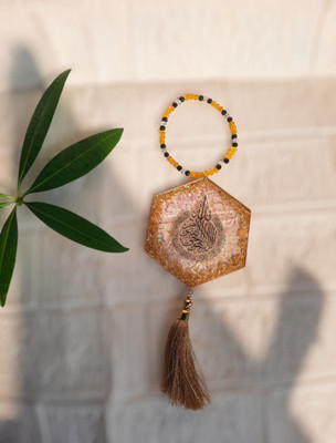 AMA Amaya Luxurious Car Hanging Resin Ayatul Kursi Golden/Transparent/P/Hexagon/4/4 Car Hanging Ornament(Pack of 1)