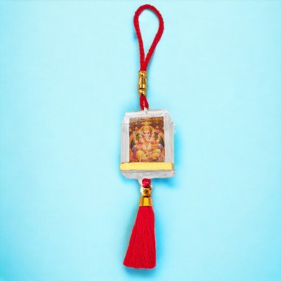 Shiv Jagdamba Religious God Shri Ganesh Car Hanging & Wall Decor - White And Red ShivCr216 Car Hanging Ornament(Pack of 1)