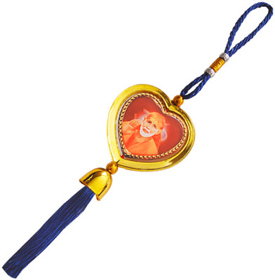 Sullery Heart Dual Side Shirdi Sai Baba Sabaka Malik Ek Silk Tassel SulleryCr94 Car Hanging Ornament(Pack of 1)