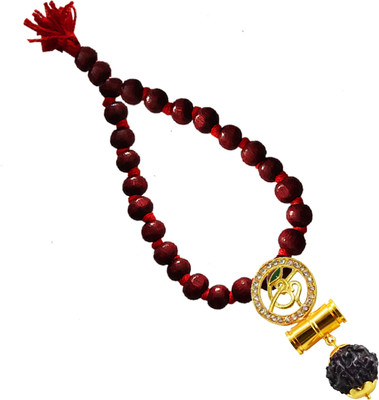 M Men Style Religious Om Damaru Rudraksha Crystal Gold Plated Car Mirror SCrMa202419 Car Hanging Ornament(Pack of 1)