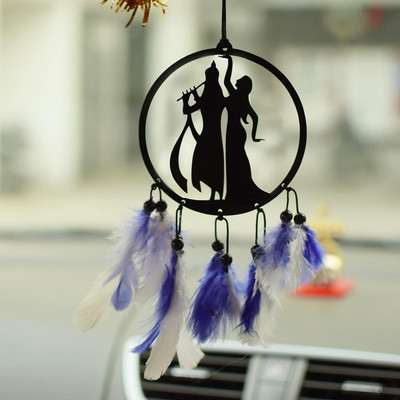 MJKD Radhe Krishna Dream Catcher for Car's Interior Mirror Car Hanging Ornament(Pack of 1)