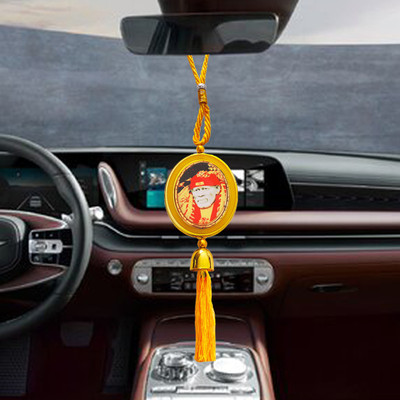 M Men Style Rotaional Double Side Oval Shirdi Sai Baba Saba Malik Ek Yellow Tassel SCr89 Car Hanging Ornament(Pack of 1)