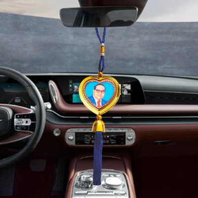 Shiv Jagdamba Rotational Dual Side Heart Dr Babasaheb And Buddha Blue Silik Tassel ShivCr112 Car Hanging Ornament(Pack of 1)