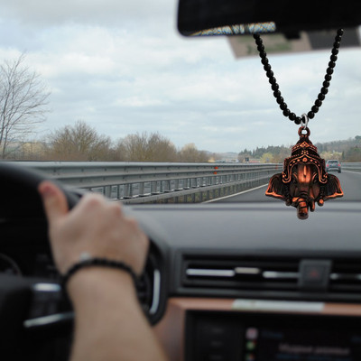M Men Style Lord Shree Ganesh Ekdant Car Rearview Mirror Charm Car Accessories SCrMa2024135 Car Hanging Ornament(Pack of 1)