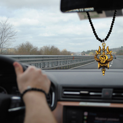 M Men Style Tamil Om Trishul Car Rearview Mirror Charm Accessories SCrMa2024116 Car Hanging Ornament(Pack of 1)