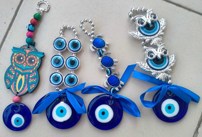 VE AND YOU Eye Evil Good Luck Wall & Car Hanging with Keychain Car Hanging Ornament(Pack of 4)