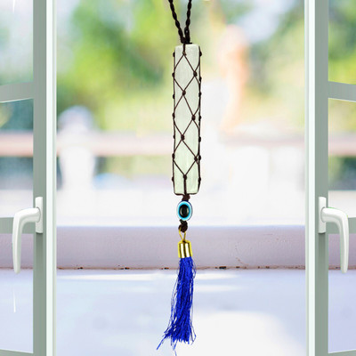 REIKI CRYSTAL PRODUCTS Selenite With Evil Eye Hanging for Car & Home Stone Hanging Car Hanging Ornament(Pack of 1)