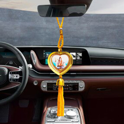 Shiv Jagdamba Rotational Dual Side Heart Hanuman Shiv Mahadev Car Hanging Tassel ShivCr110 Car Hanging Ornament(Pack of 1)
