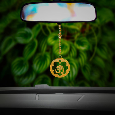 elita Om Car Hanging in Brass with Gold Plated, om Car Hanging for Car Car Hanging Ornament(Pack of 1)