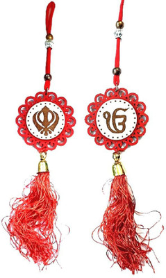 GXYS Both Side Ek Onkar and Khanda Sahib Sikh Religious for Car Hanging Car Hanging Ornament(Pack of 1)