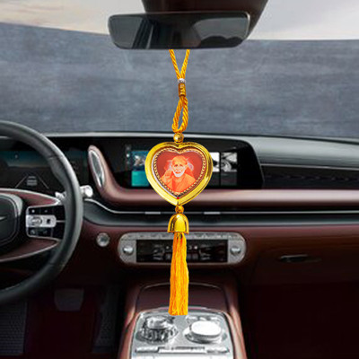 M Men Style Rotaional Heart Dual Side Shirdi Sai Baba Saba Malik Ek Yellow Silk Tassel SCr96 Car Hanging Ornament(Pack of 1)