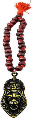 AFH Lord Narasimha Bronze Red Wooden mala Car Hanging Charm Hanging Car Hanging Ornament(Pack of 1)