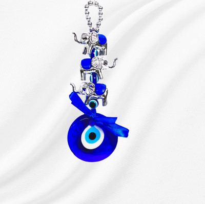 GIFTWA Handcrafted Elephant Evil Eye Hanging | Symbol of Strength, Wisdom & Protection Car Hanging Ornament(Pack of 1)