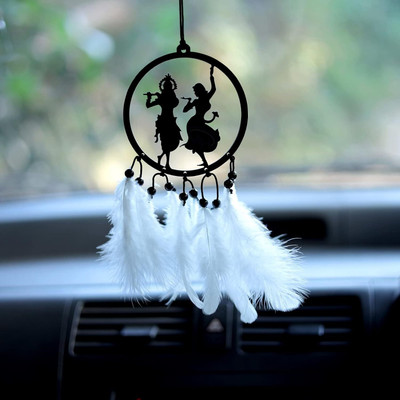 MH VILLA Radhe Krishna Dream Catcher Car Mirror Hanging Car Hanging Ornament(Pack of 1)