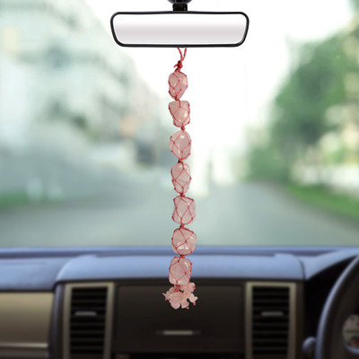 Crystu Rose Quartz Stone Hanging, Home, Office or Car For Reiki & Vastu Correction Car Hanging Ornament(Pack of 1)