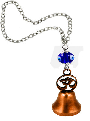 AFH Om Temple Bell Copper Evil Eye Charm Religious Décor Car Hanging Ornament Car Hanging Ornament(Pack of 1)
