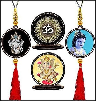 IDOLCRAFT Ganesh & Krishna Hanging Om & Ganesh Dashboard Combo Set Car Hanging Ornament(Pack of 4)