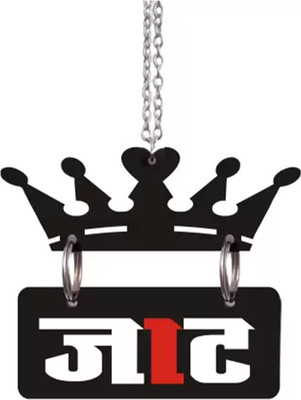 XAZE CRAFT 3D Acrylic Car Hanging jaat in Hindi Crown Both Side Car (03) Car Hanging Ornament(Pack of 1)