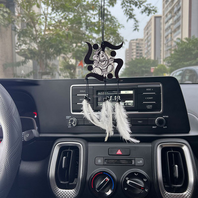 DikshaCration Dream Catcher Car Hanging Vibrant Ganesha Hanging Feather Swastik Ganesha Car Hanging Ornament(Pack of 1)