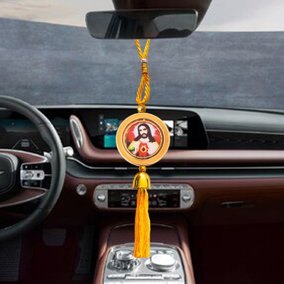 Shiv Jagdamba Dual Side Bible Jesus Never Falls Decorative Car Rearview Mirror Hanging 126 Car Hanging Ornament(Pack of 1)