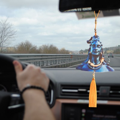 Sullery Double Side Lord Shiv Mahadev Travel Prayer Charm Car Mirror Hanging SCr77 Car Hanging Ornament(Pack of 1)