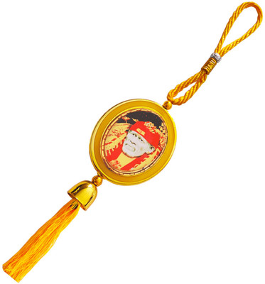 Sullery Rotaional Double Side Oval Shirdi Sai Baba Sabaka Malik Ek Tassel SulleryCr89 Car Hanging Ornament(Pack of 1)