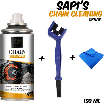 SAPI'S Sapi'S Chain Cleaner Spray150ml With Cleaning Brush and microfiber cloth combo Chain Cleaner Spray150ml With Cleaning Brush and microfiber cloth combo Vehicle Interior Cleaner(150 ml) SAPI'S Sapi'S Chain Cleaner Spray150ml With Cleaning Brush and microfiber cloth combo Chain Cleaner Spray150ml With Cleaning Brush and microfiber cloth combo Vehicle Interior Cleaner(150 ml)