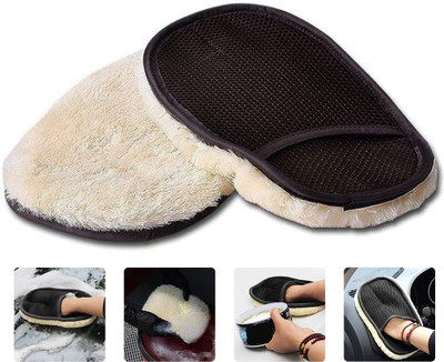 Urban Products Car Cleaning Gloves Sheepskin Wool Car Wash Mitt | Soft & Safe Cleaning for Car, Bike & SUV Vehicle Interior Cleaner(80 g)