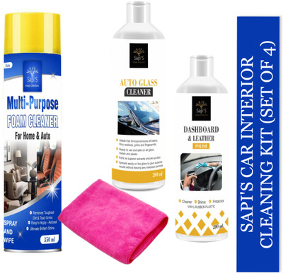 SAPI'S Combo Car Care Kit Multipurpose Foam Cleaner500ml & Auto glassCleaner200ml & Dashboard Polish200ml Vehicle Interior Cleaner(900 ml)