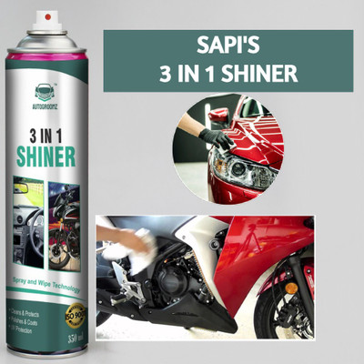 AUTOGROOMZ 3 In One Shiner For , Engine Shiner, Seat and Carpet Cleaner 350 ml Car Washing Liquid(350 ml)