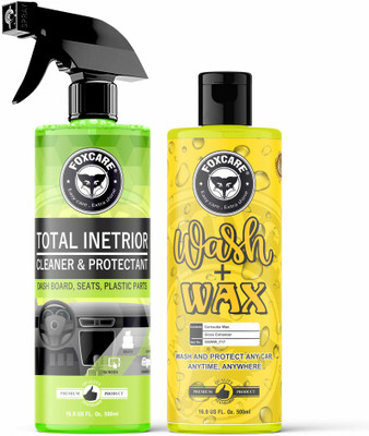 FOXCARE Total Interior Cleaner & Protectant & Wash + wax combo Total Interior Cleaner & Protectant & Wash + wax auto shampoo - (pack of 2) Vehicle Interior Cleaner(1000 ml)