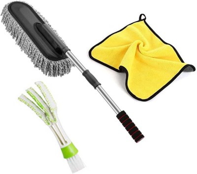 BLESSING Microfiber Retractable Type Round Car Cleaning Duster Brush Mop for All Cars Microfiber Cleaning Duster Brush for Car, Home, Kitchen & Computer Vehicle Interior Cleaner(300 g)